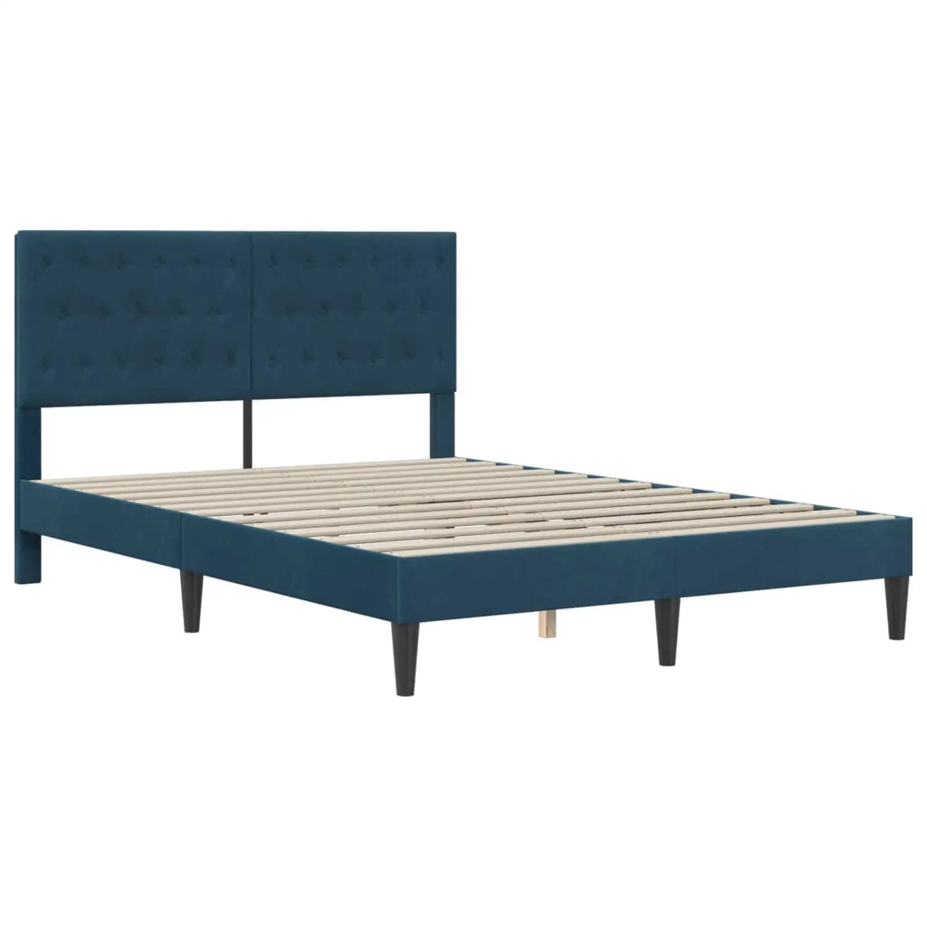 Struttura del letto con testiera-Giroletto Blu 120 x 200 cm Velluto 384613
