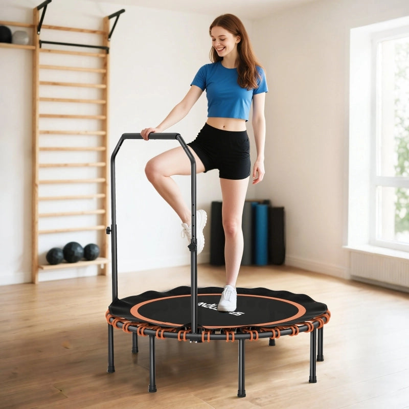 Trampolino fitness Ø122 cm con maniglione regolabile a 5 livelli, pieghevole, senza materasso, nero