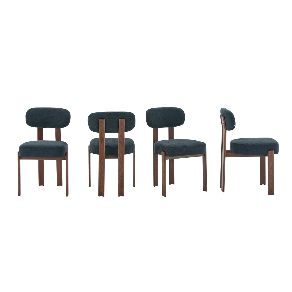Set 4 Sedie da Pranzo Imbottite ¨C Xylo ¨C Tessuto Lino, Schienale Curvo, Stile Moderno