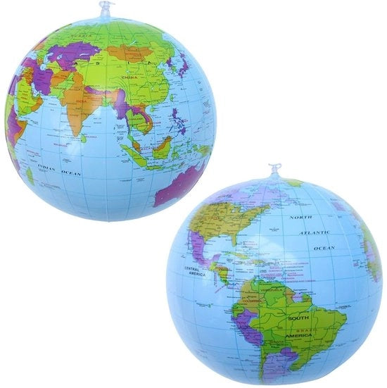 Mappa Mundi Opzionale 40 cm - Sfera Opzionabile - Giocattolo Educativo - Accessori Geografia - Set da 2 - Materiale PVC Leggero