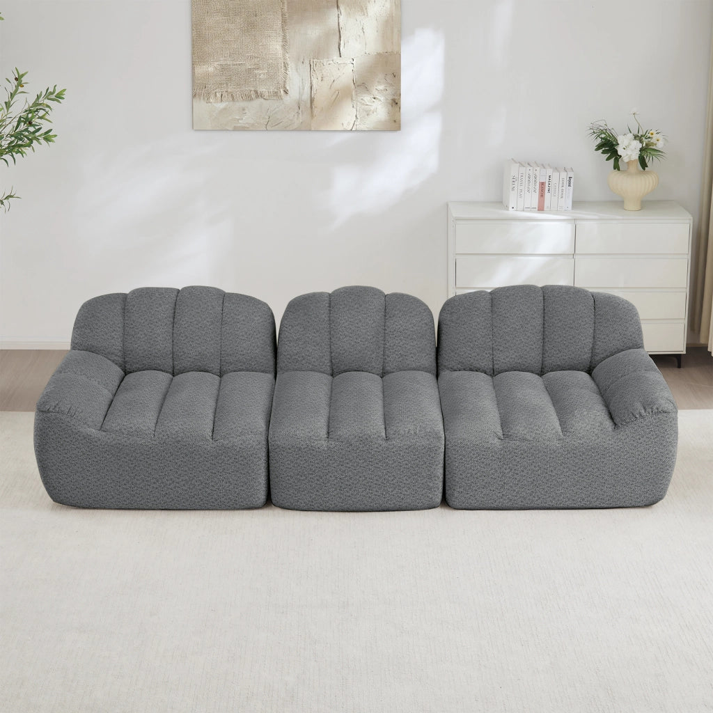 Divano modulare 3 posti - Zephmum - Design boneless in schiuma ad alta densit¨¤ 32D, seduta profonda, tessuto morbido, Grigio