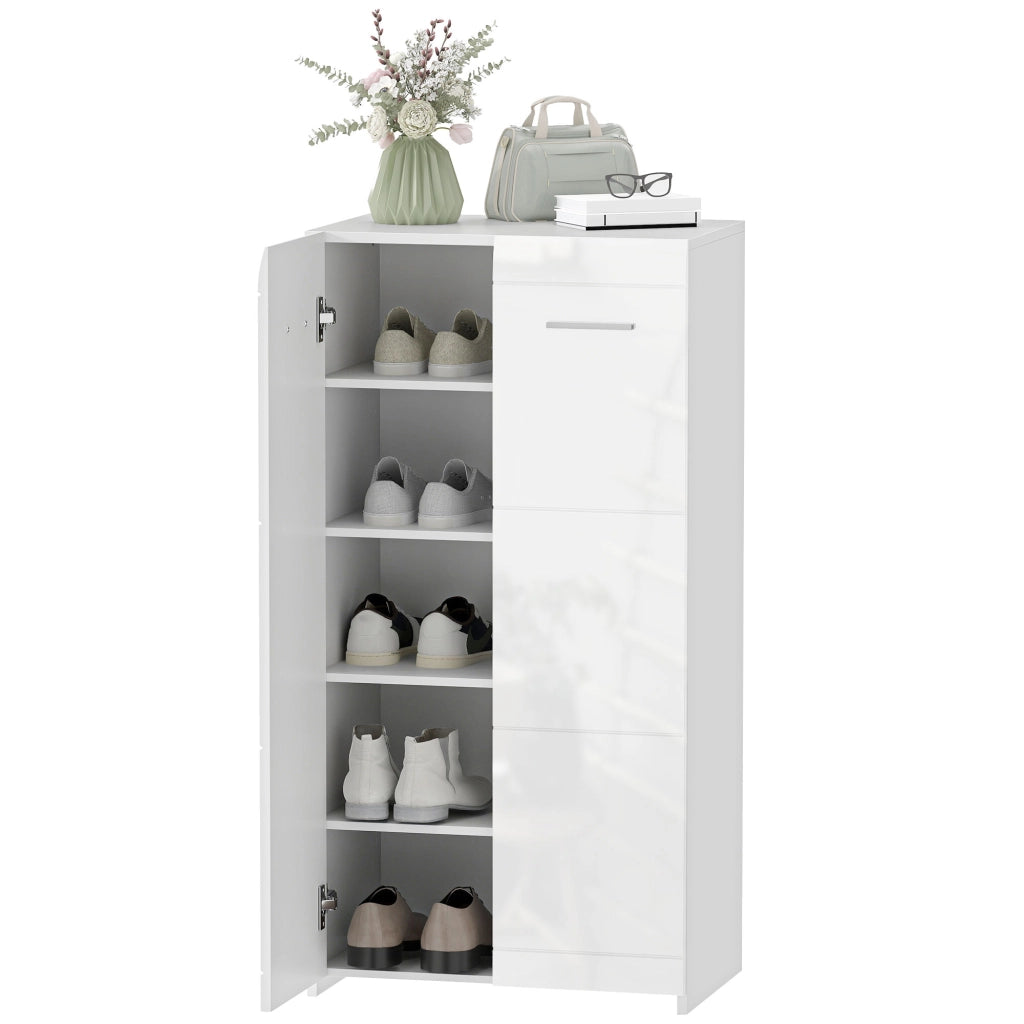 Scarpiera 10 paia con ante a specchio, ripiani regolabili ¨C Minimal ¨C bianco 55x36x108