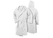 Accappatoio Con Cappuccio In Microfibra Taglia Adulto Unisex In Tinta Unita - S - Bianco