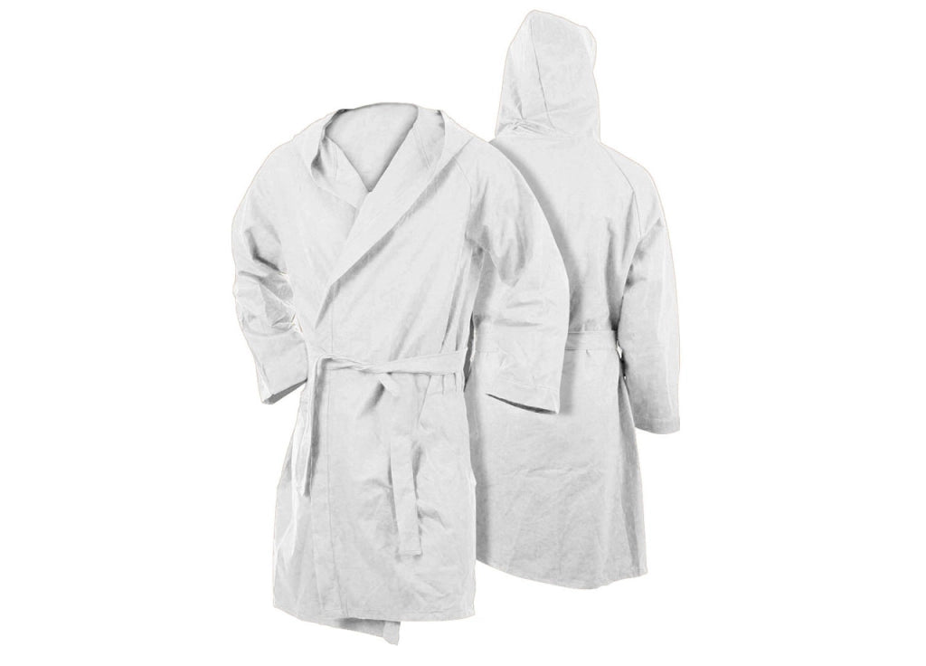 Accappatoio Con Cappuccio In Microfibra Taglia Adulto Unisex In Tinta Unita - S - Bianco