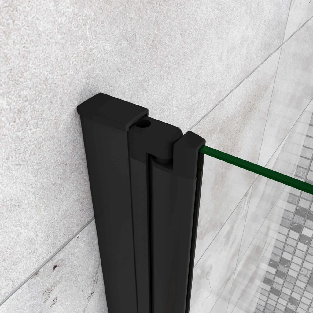 Sopravasca da Bagno Parete Vasca Doccia 90x140 cm Due Ante Movibili Vetro Temperato Trasparente 6 mm Anticalcare Telaio Nero Opaco