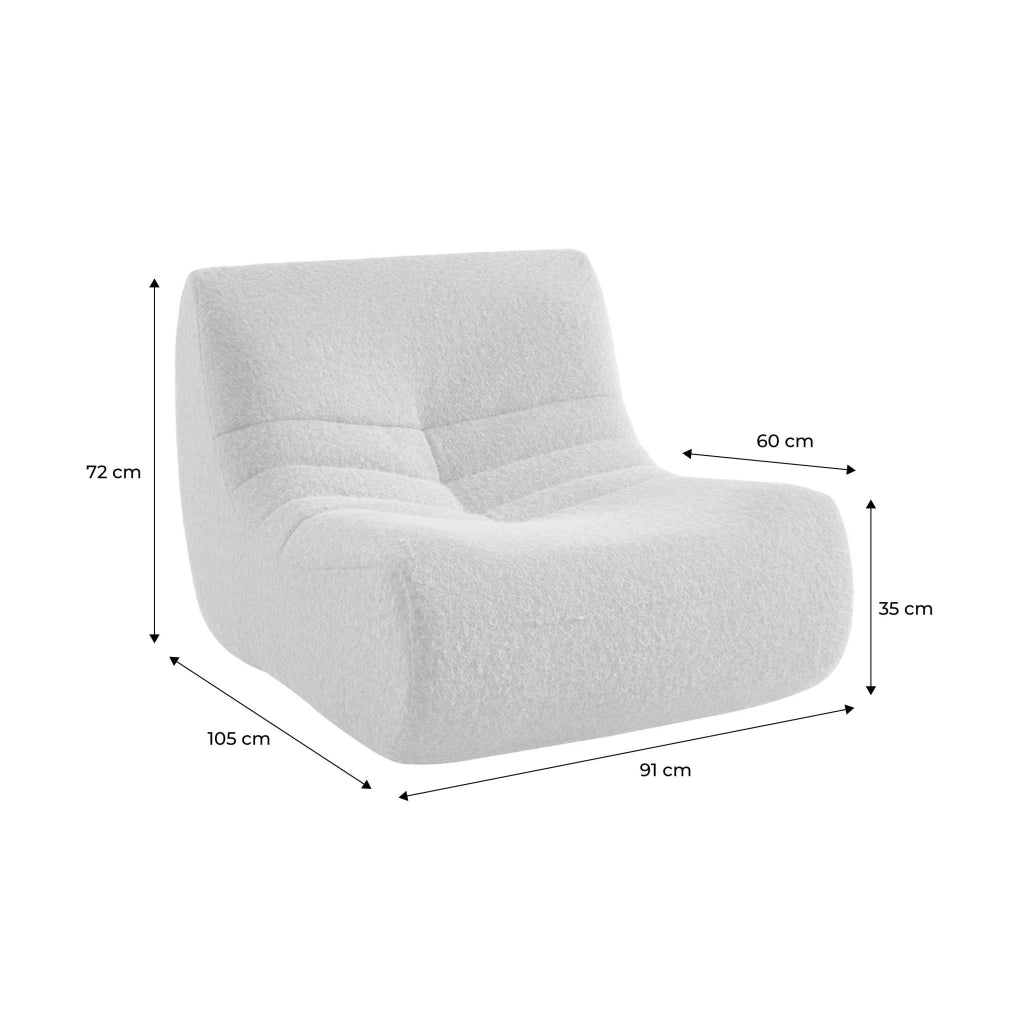 Poltrona senza braccioli in tessuto effetto alpaca, 1 posto, beige