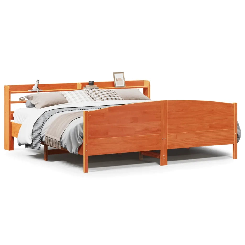 Letto senza Materasso Marrone Cera 180x200 cm in Legno di Pino