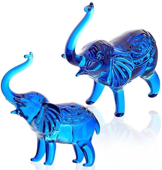 Bebe Olifante in Cristallo 2 Pezzi - Ornamenti di Cristallo - Figurine Animali - Decorazione Tavola - Scultura - Acrilico 31 mm Largo - Decorazione Figurina