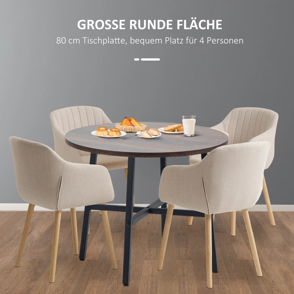 Tavolo da pranzo rotondo ¨C Xylo ¨C legno effetto rustico ¦µ80x76 cm marrone