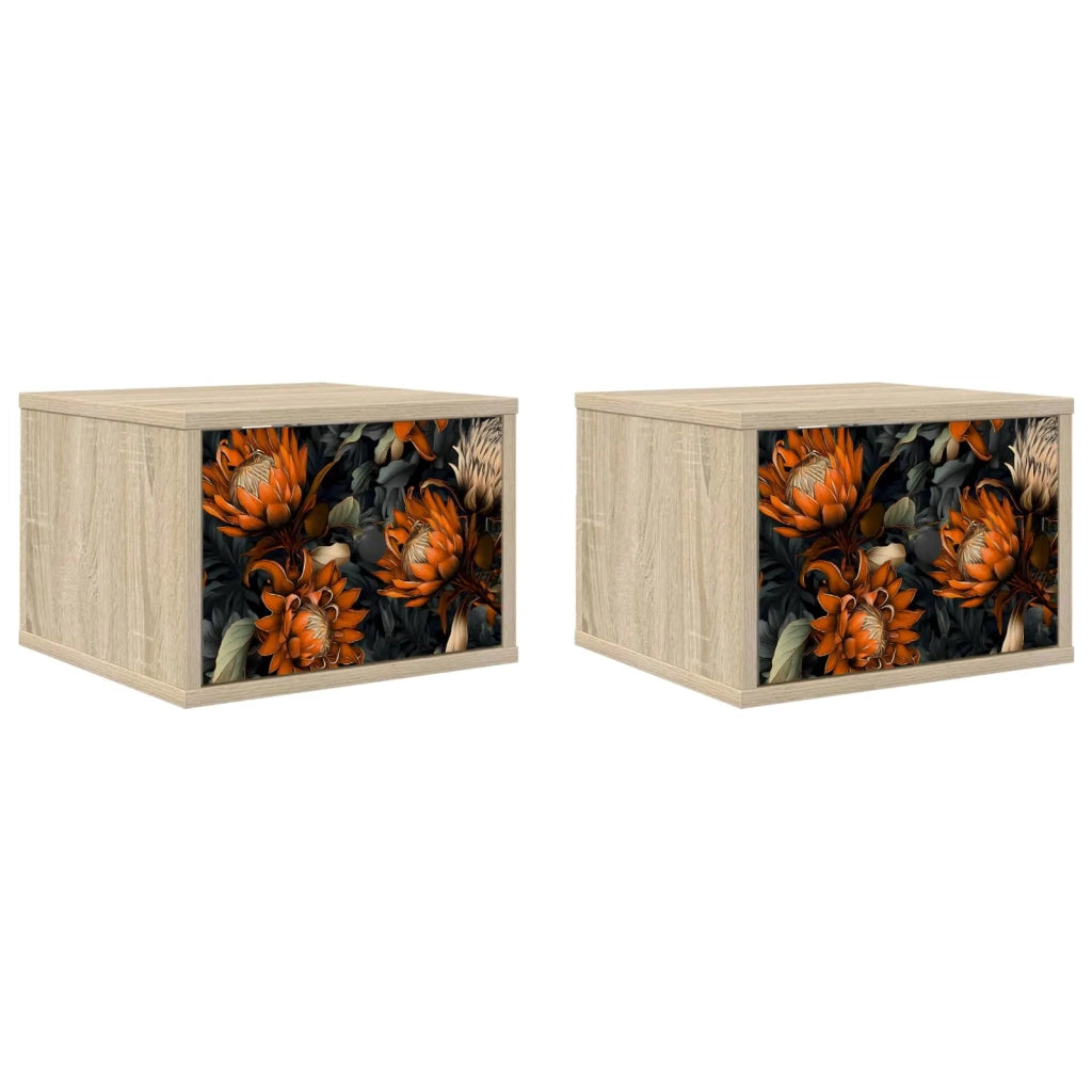 Mobiletto da comodino a parete LOCHEM 2 pz Rovere Sonoma 8007434