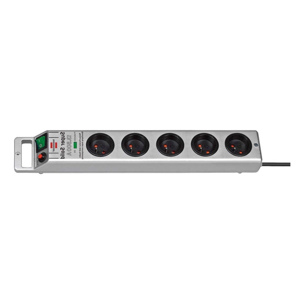 Scaricatore di sovratensione multiplo con 5 prese universali super solide Argento Brennenstuhl