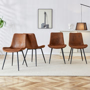 Set di 4 sedie da pranzo marroni in tessuto tecnico traspirante: design moderno con seduta e schienale allargati e piedini in metallo antiscivolo, ide
