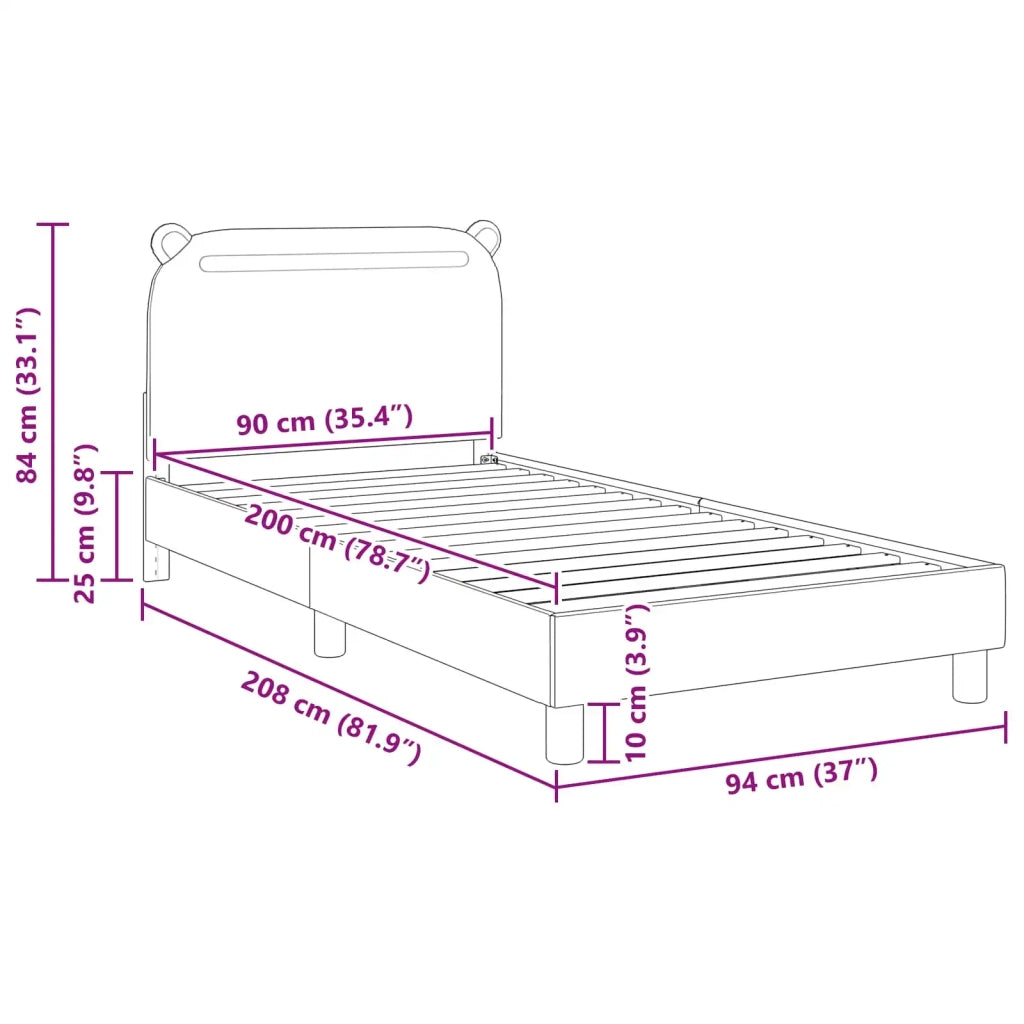 Struttura letto bambini con testata Grigio chiaro 90 x 200 cm 42011224