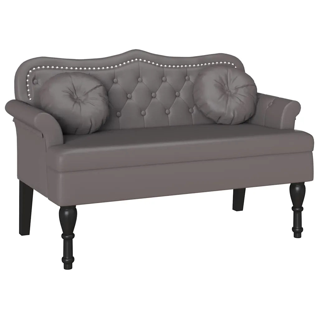 Panca Chesterfield-Sgabello-Divano Grigio 120,5 x 65 x 75 cm Pelle Sintetica