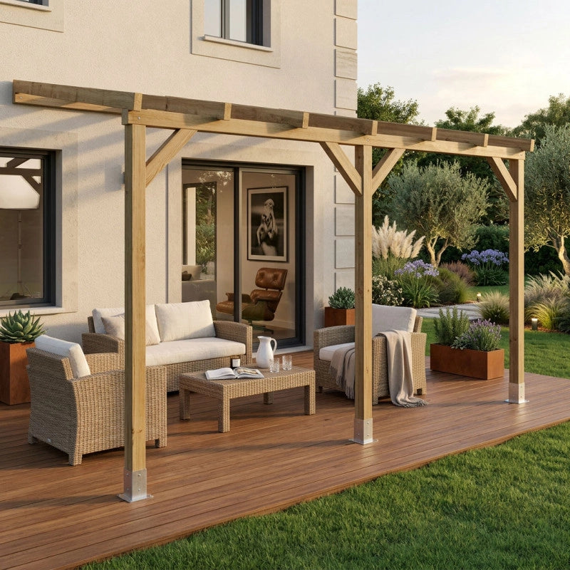 Tetto Couv'TerrasseÂ® in Legno 3x10,4m - Senza tetto
