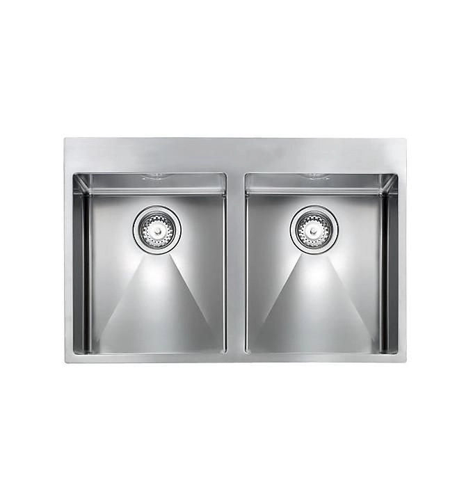 CM 012048XCSSP Serie Filoraggiato Mix 3'' Lavello Acciaio inox satinato da incasso Slim 2 Vasche 77X50cm