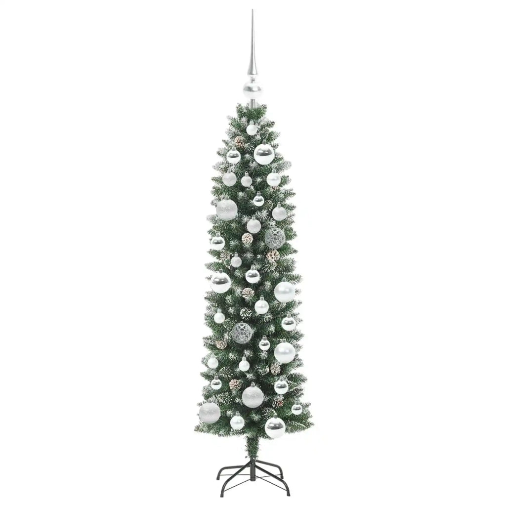 Albero di Natale Artificiale Sottile Verde e Bianco 120 cm 3395274