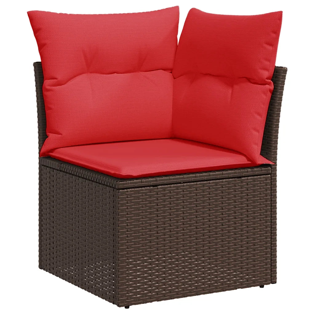 Set Divani da Giardino 10 pz con Cuscini Marrone in Polyrattan 3221833