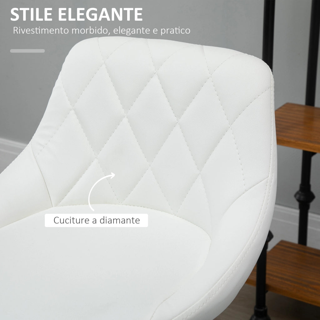 Sgabello Alto Girevole ¨C Xylo ¨C Altezza Regolabile, Metallo, Finta Pelle, Bianco, 46x48x83-104cm