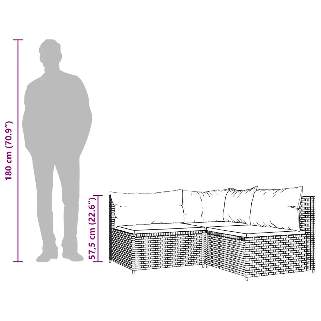 Set Mobili da Giardino 3 pz con Cuscini in Polyrattan Marrone 319812