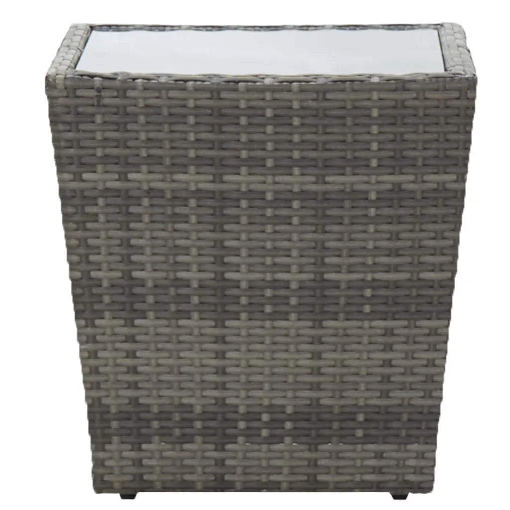 Set Bistrot Giardino 3 pz Polyrattan e Vetro Temperato Grigio 3058365