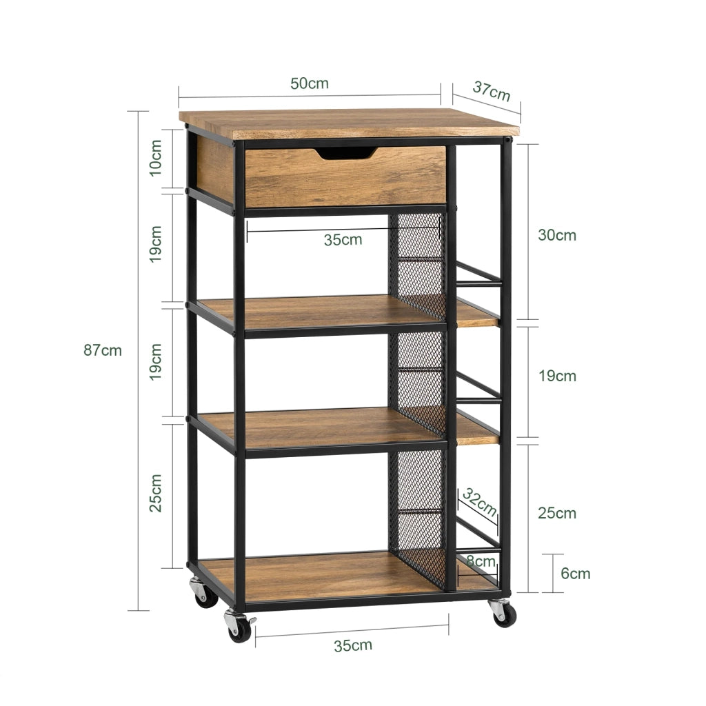 Carrello da portata con 6 ripiani e 1 cassetto Carrello laterale Carrellino da cucina con ruote FKW99-N