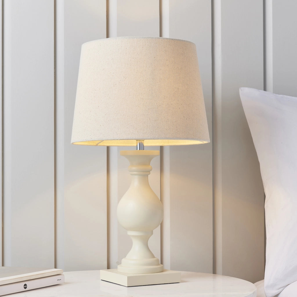 Lampada da tavolo classica legno ecru paralume E14 Endon