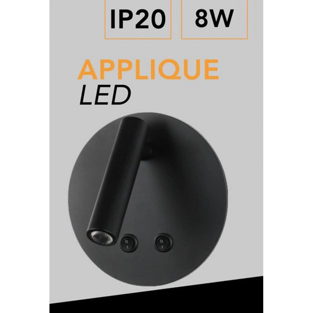 Trade Shop - Applique Led Orientabile Da Parete Doppia Fonte Luminosa 8 Watt Luce Calda 3000k Mr-01 -