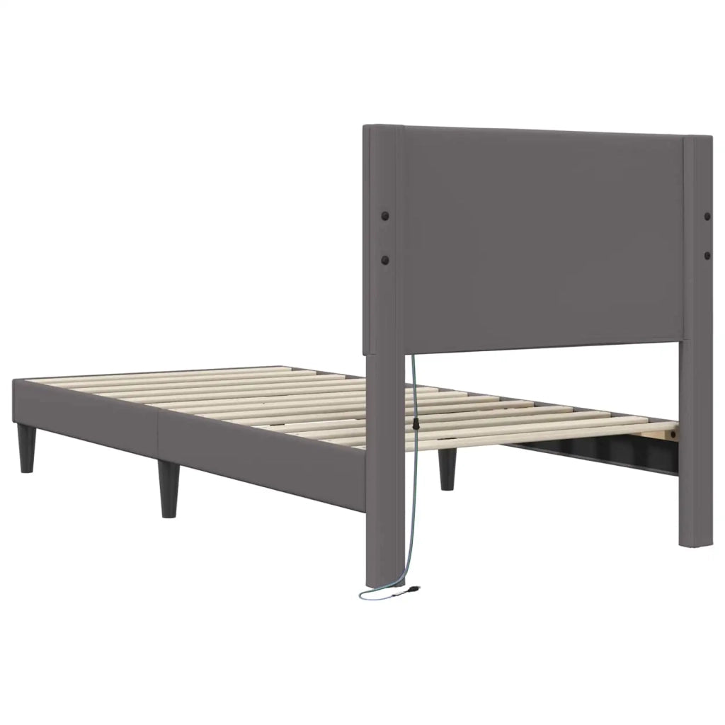 Struttura del letto con testiera Grigio 80 x 200 cm Similpelle 42028003
