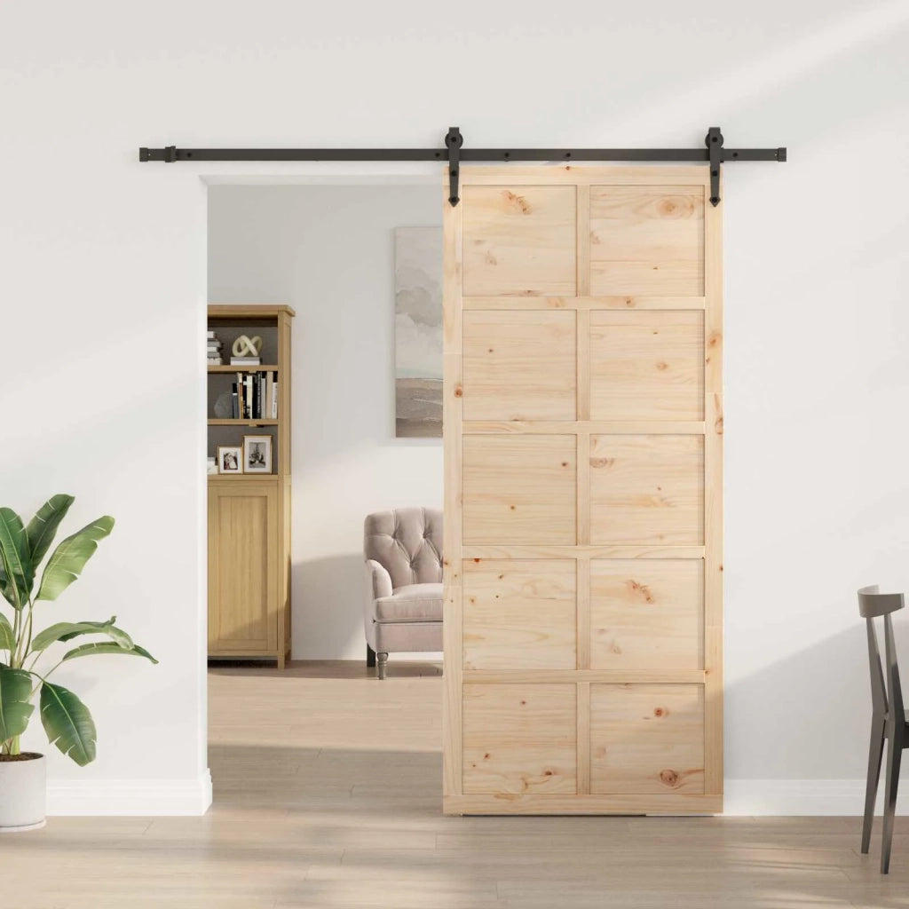 Porta scorrevole Naturale 100 x 208 cm Legno Massello di Pino 3445658