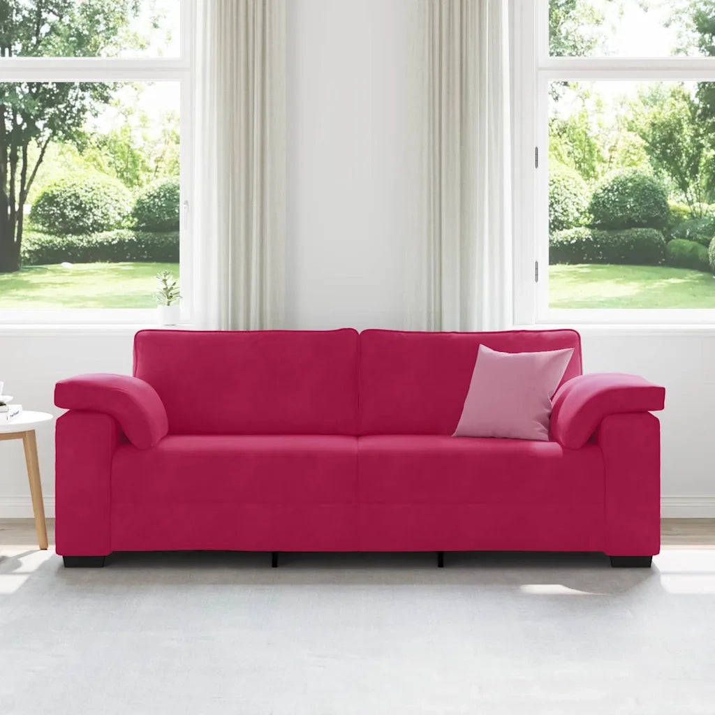 Divano a 3 Posti-Sofa 3 Posti Rosso Vino 178 cm in Velluto