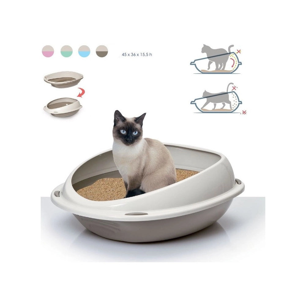 Trade Shop - Lettiera Per Gatto Shuttle 45x36x15.5 Cm Igiene E Toelettatura Bordi Rialzati No Sporco -