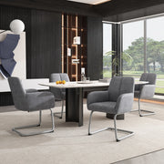 Sedia da pranzo set 4 - Zephmum- Moderna con gambe in acciaio curve grigio