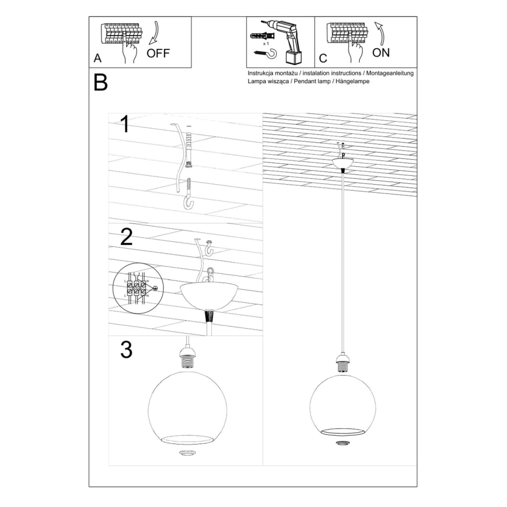 Lampada a sospensione ROTUND Pure Lume sfera gialla E27