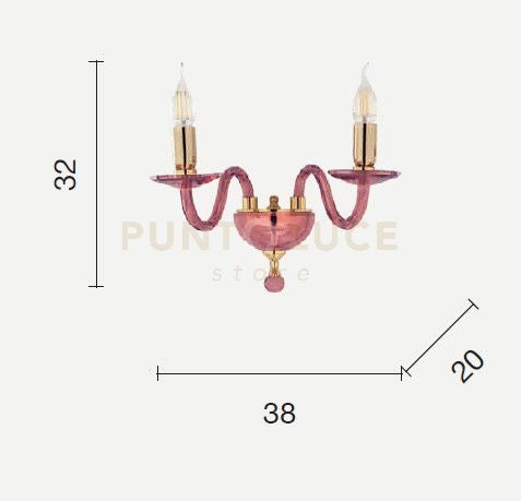 APPLIQUE  PAGANINI BIANCO CROMO 2 LUCI ATTACCO E14 H.32CM