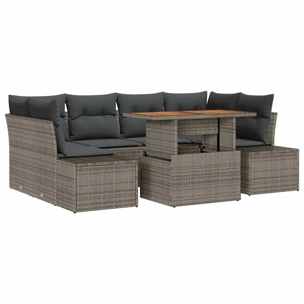 Set Divano da Giardino 7 pcs Grigio Poly Rattan 3358652