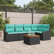 Set Divano da Giardino con cuscino 6 pcs Nero polyrattan 3347837