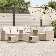 Set Divano da Giardino 4 pz con Cuscini a L Beige in Polyrattan