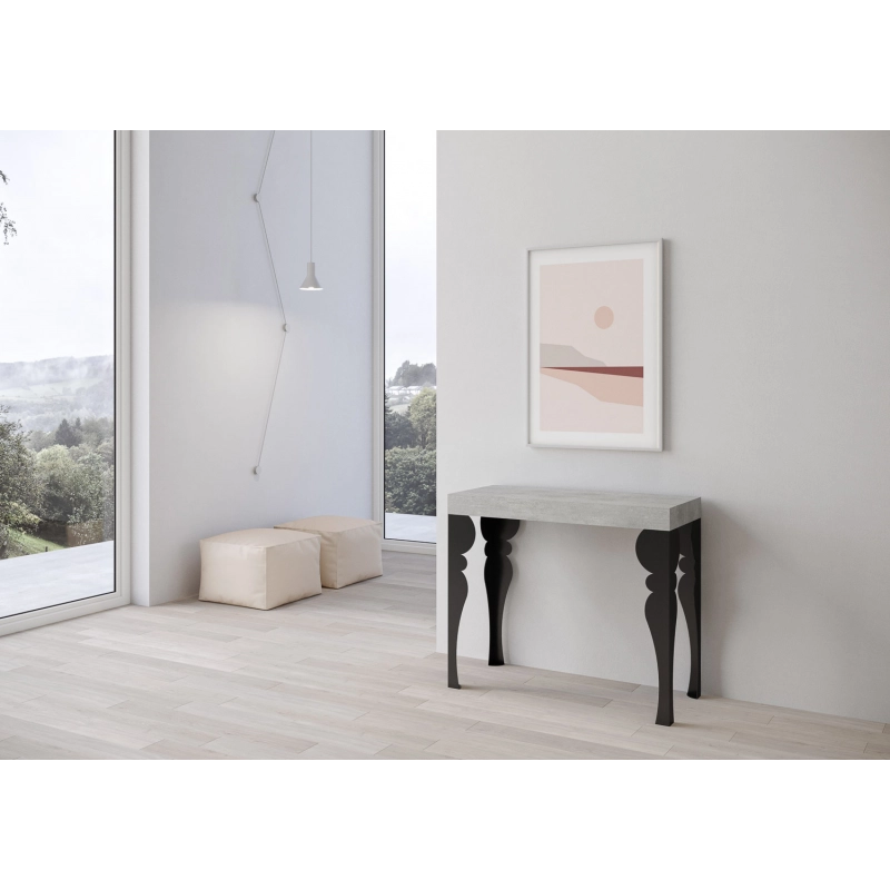 Consolle allungabile 90x40/300 cm Paxon Premium telaio Antracite - Cemento