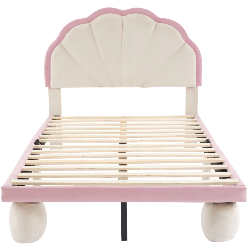 letto imbottito velluto beige rosa 90 x 200 cm