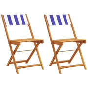 Sedie Bistr¨° 2 pz | Sedie da Esterno Blu e Bianco Legno Massello Acacia e Tessuto
