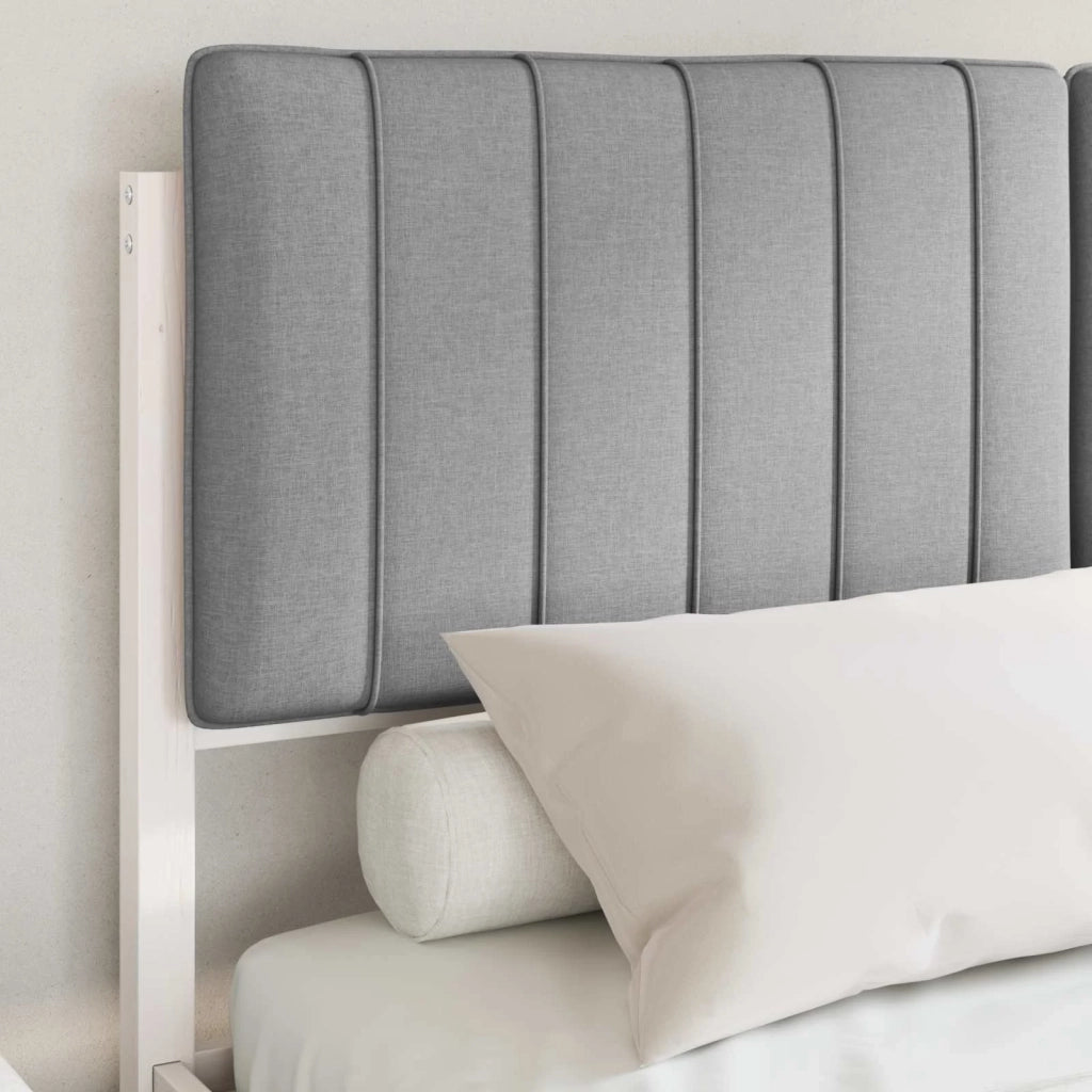 Letto con Testiera Rivestita Grigio chiaro 140 x 190 cm