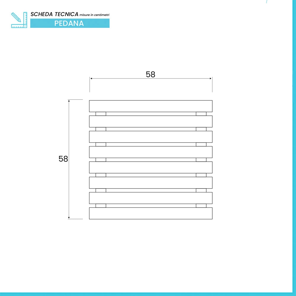 Pedana Doccia in Legno Antiscivolo 58 x 58 Ideale per Piatto Doccia 80 x 80