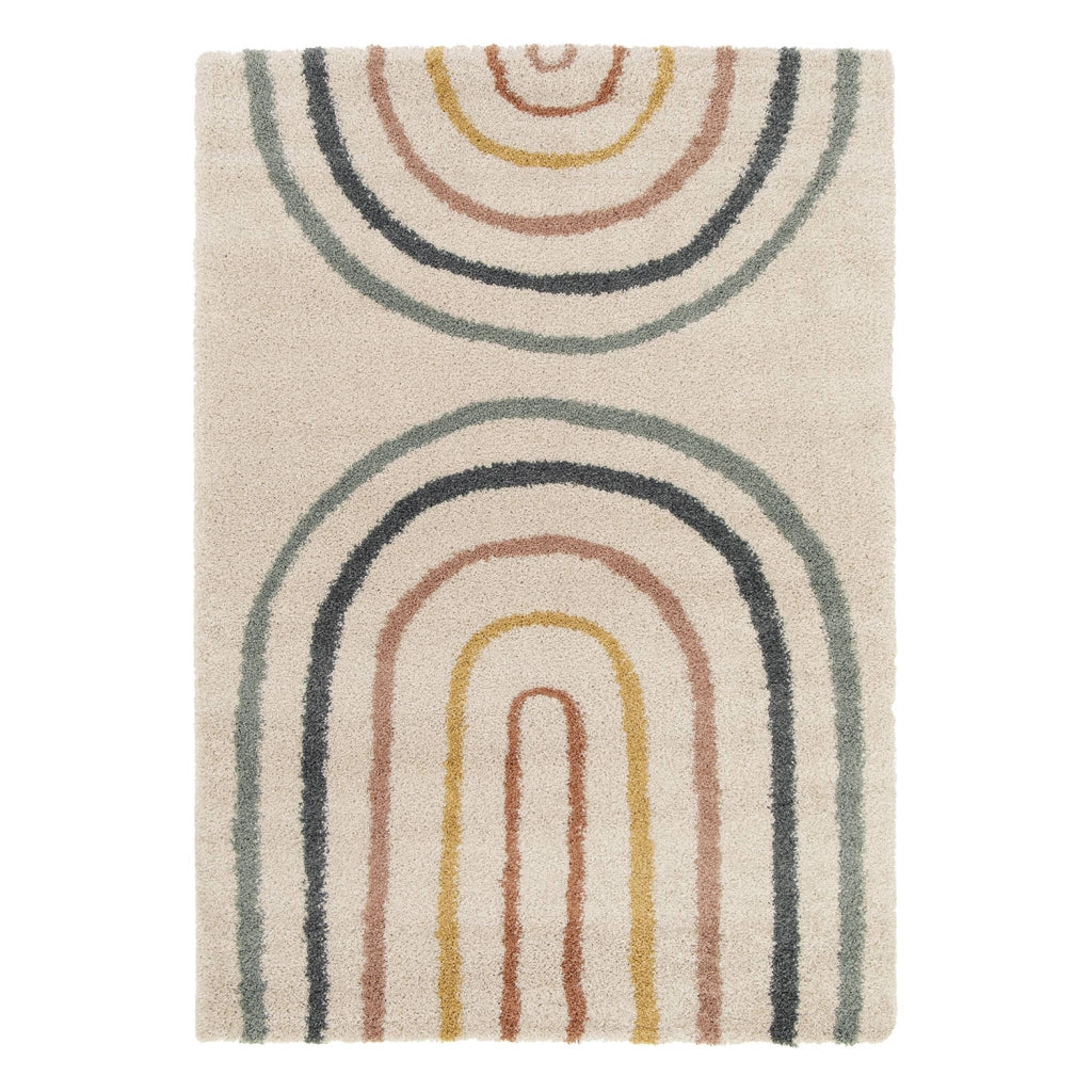 Tappeto per bambini con arcobaleno, tappeto per interni color crema e
