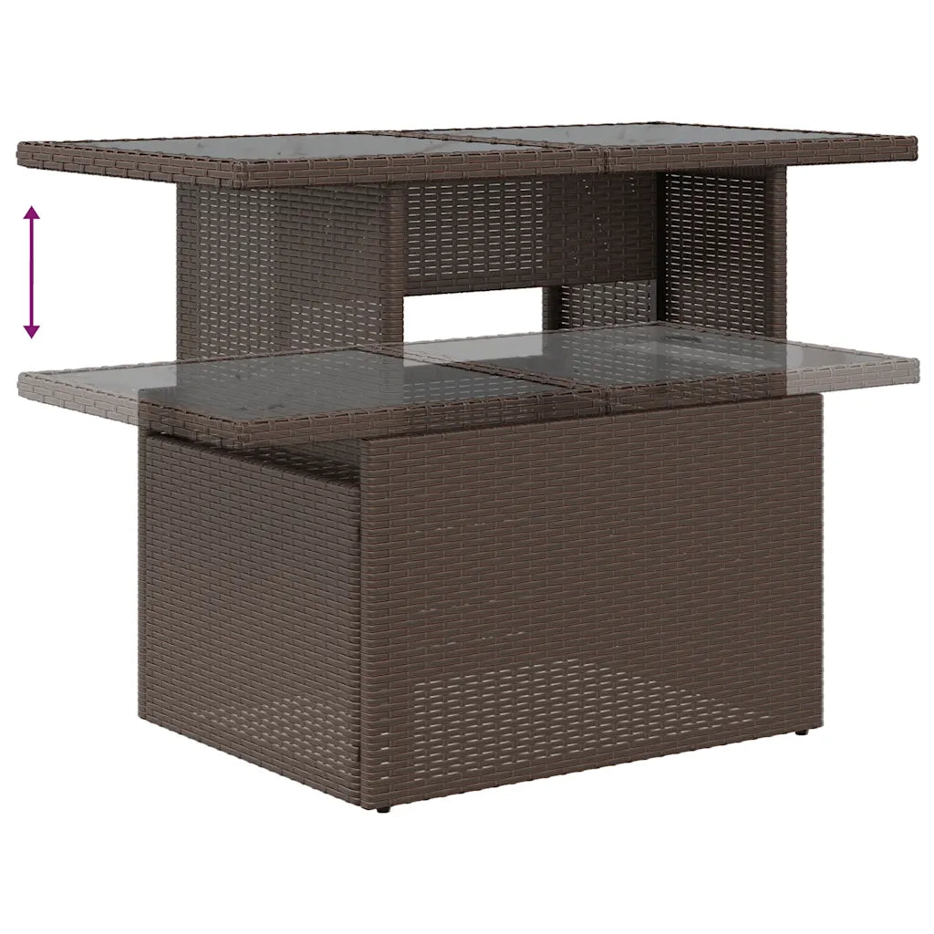 Set Divani Giardino 11 pz con Cuscini Polyrattan Marrone Acacia 3326875