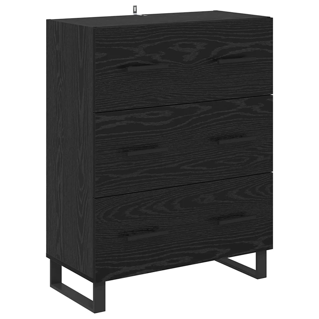 Credenza-Buffet-Armadio da cucina Rovere Nero 69,5 x 34 x 180 cm Legno multistrato 605814