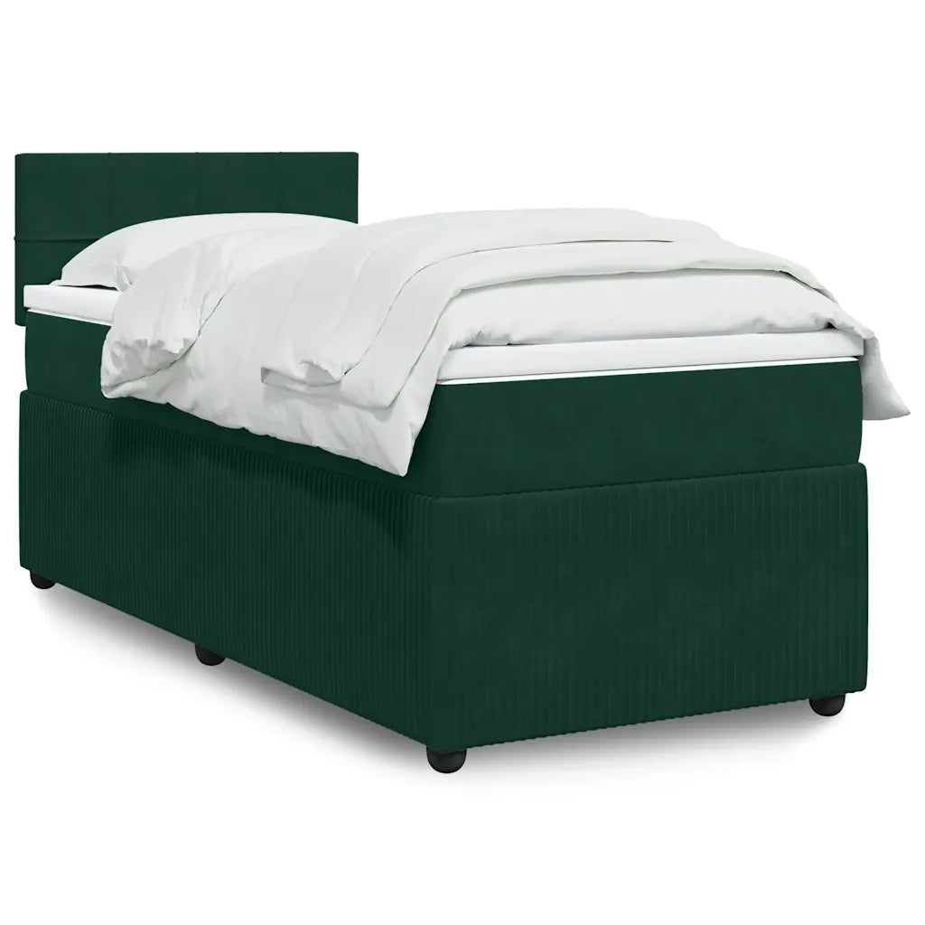 Giroletto a Molle con Materasso Verde Scuro 80x200 cm Velluto