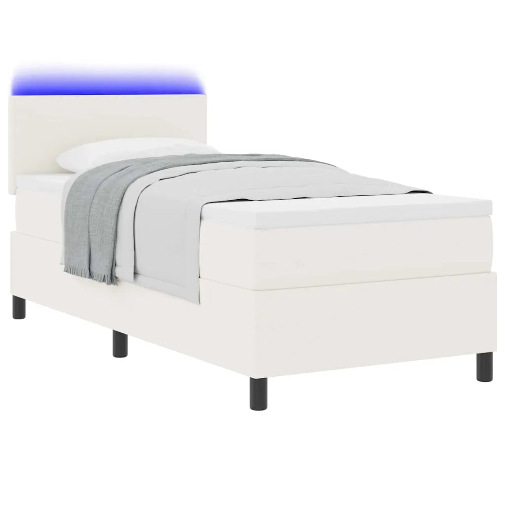 Letto a Sorgente LED con testiera Crema e Bianco 100 x 200 cm 3337589