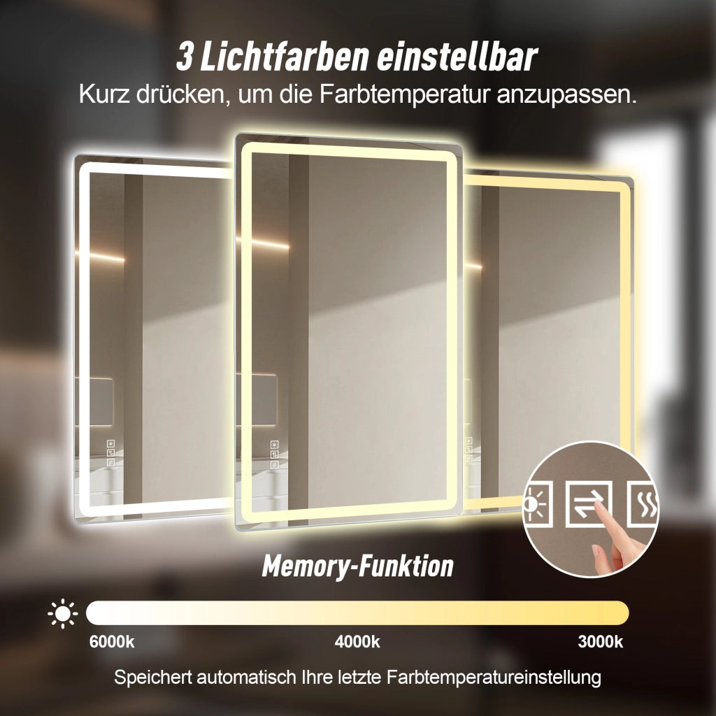 SPECCHIO LED BAGNO ROTONDO 60x100 cm Vetro e Metallo Argento