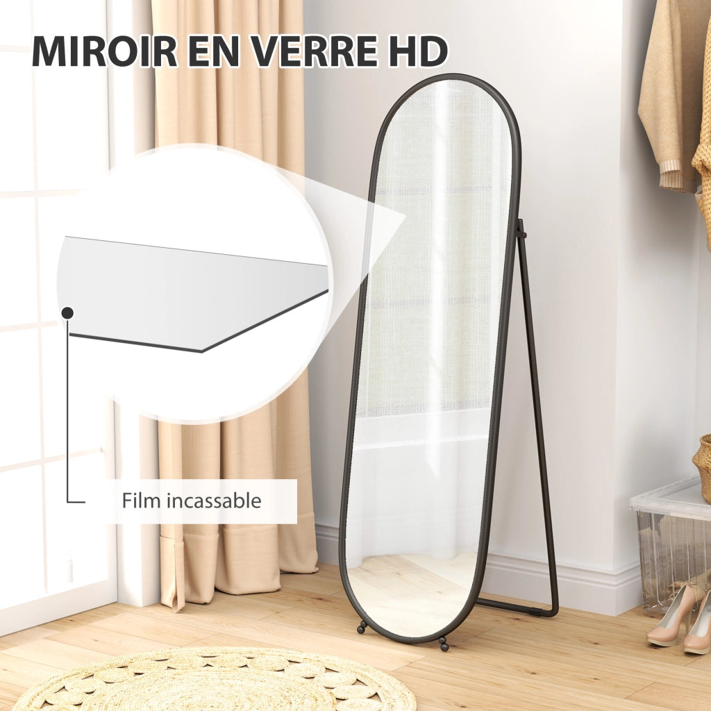 Specchio da terra ovale ¨C Xylo ¨C nero metallo 40x160 cm ingresso camera